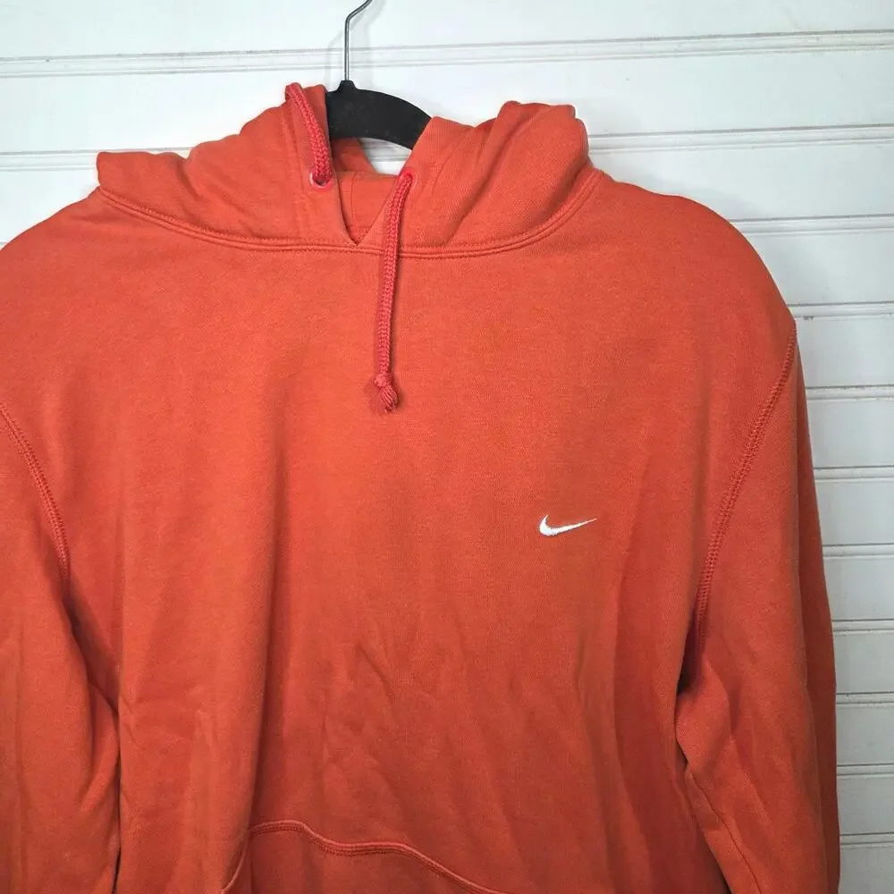Nike Men’s Large Orange Pullover Hoodie Embroidered Swoosh Sweatshirt